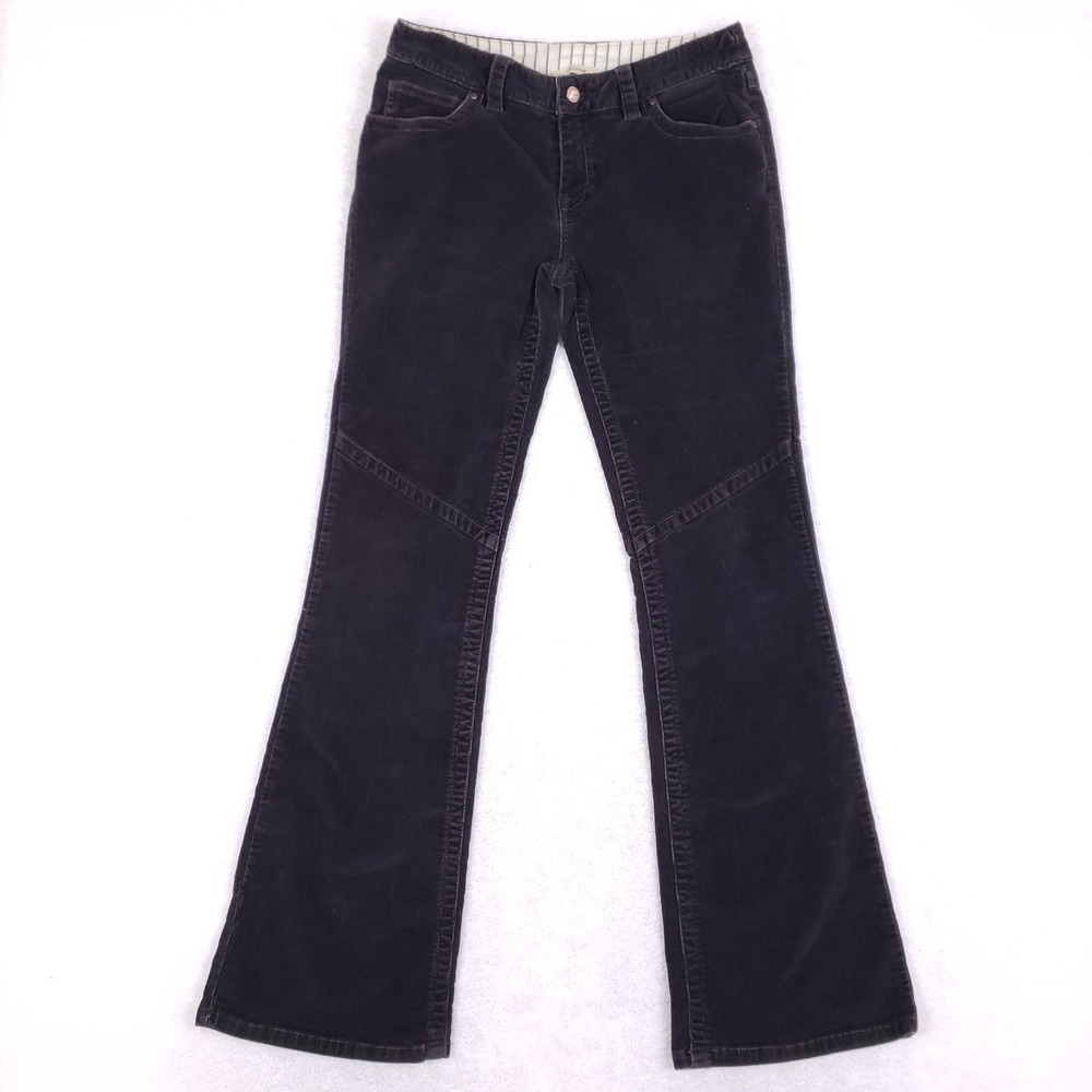 G-Unit‎ Corduroy Flare Pants 7 Low Rise Black Embroidered Logo Streetwear Y2K